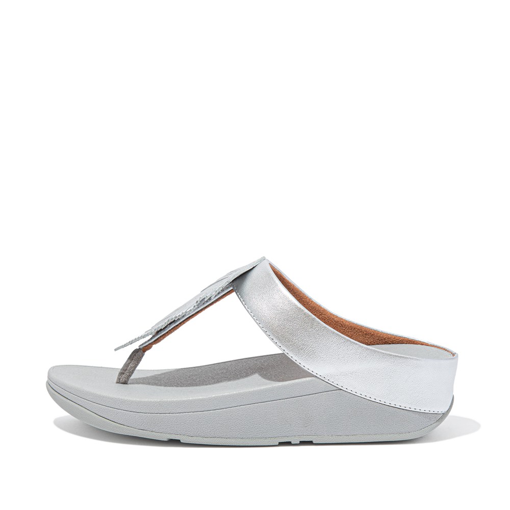 Fitflop Womens Sandals Silver - Fino Feather Metallic Toe-post - RM7341028